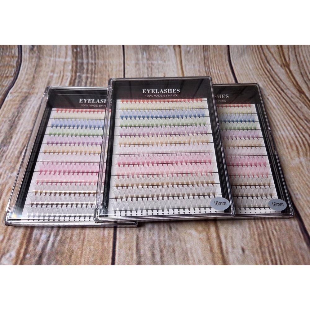 Eyelash Extensions 12 Colors 12 Rows Set Of THREE 240 Pieces Each NEW 16mm